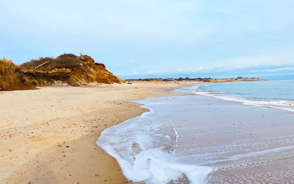 Sandy beach and blue sea at Montauk on Long Island's East End